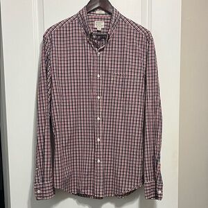 J. Crew Secret Wash Cotton Poplin Shirt in Check Sz Large